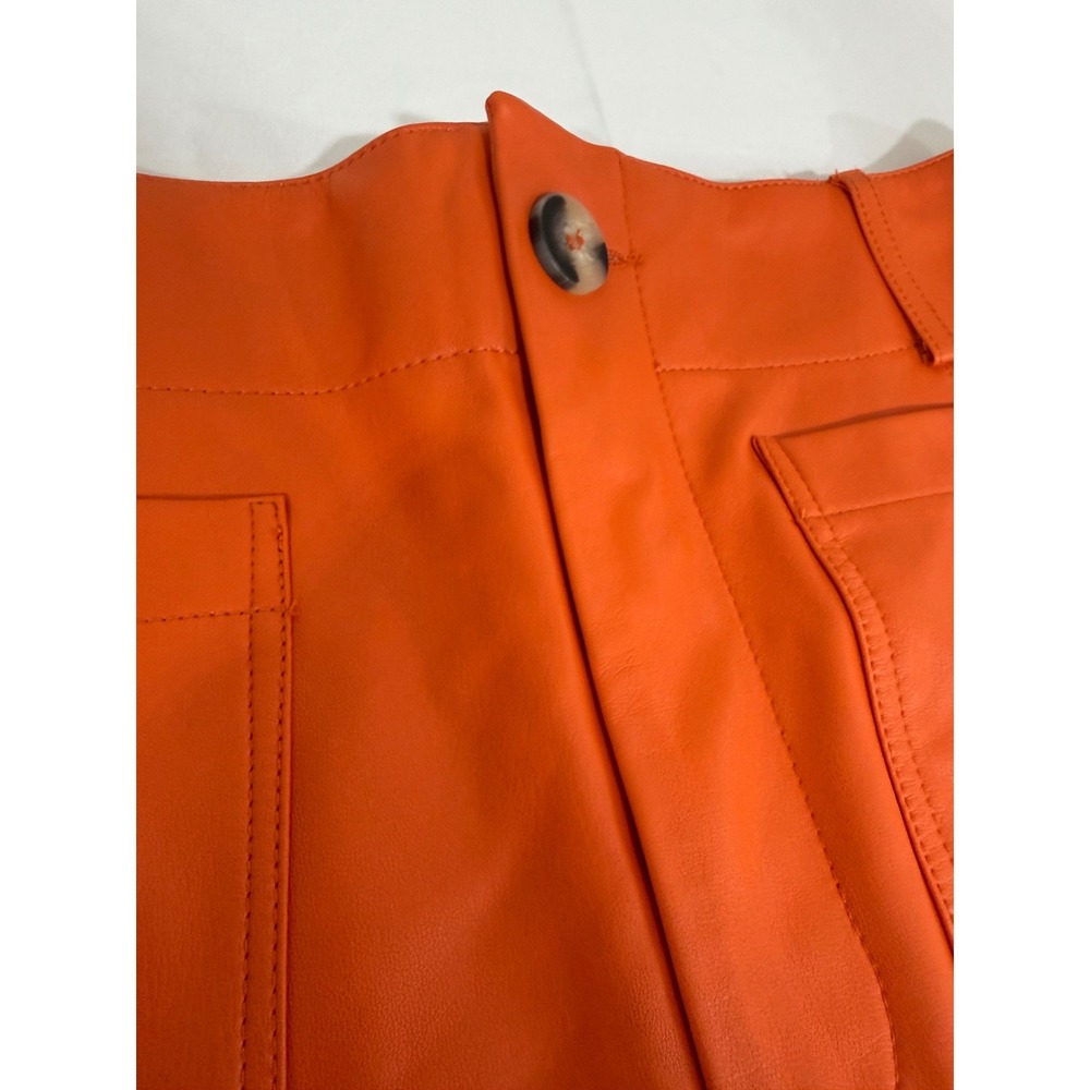 Maeve Anthropologie The Colette Faux Leather Wide Leg Pants Orange 29 OB1566469 - Picture 3 of 7